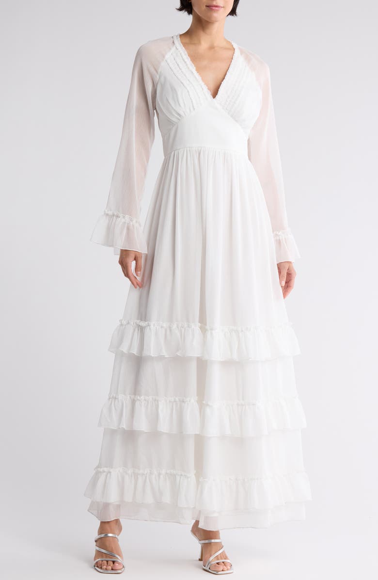 AREA STARS Viv Long Sleeve Ruffle Maxi Dress, Main, color,