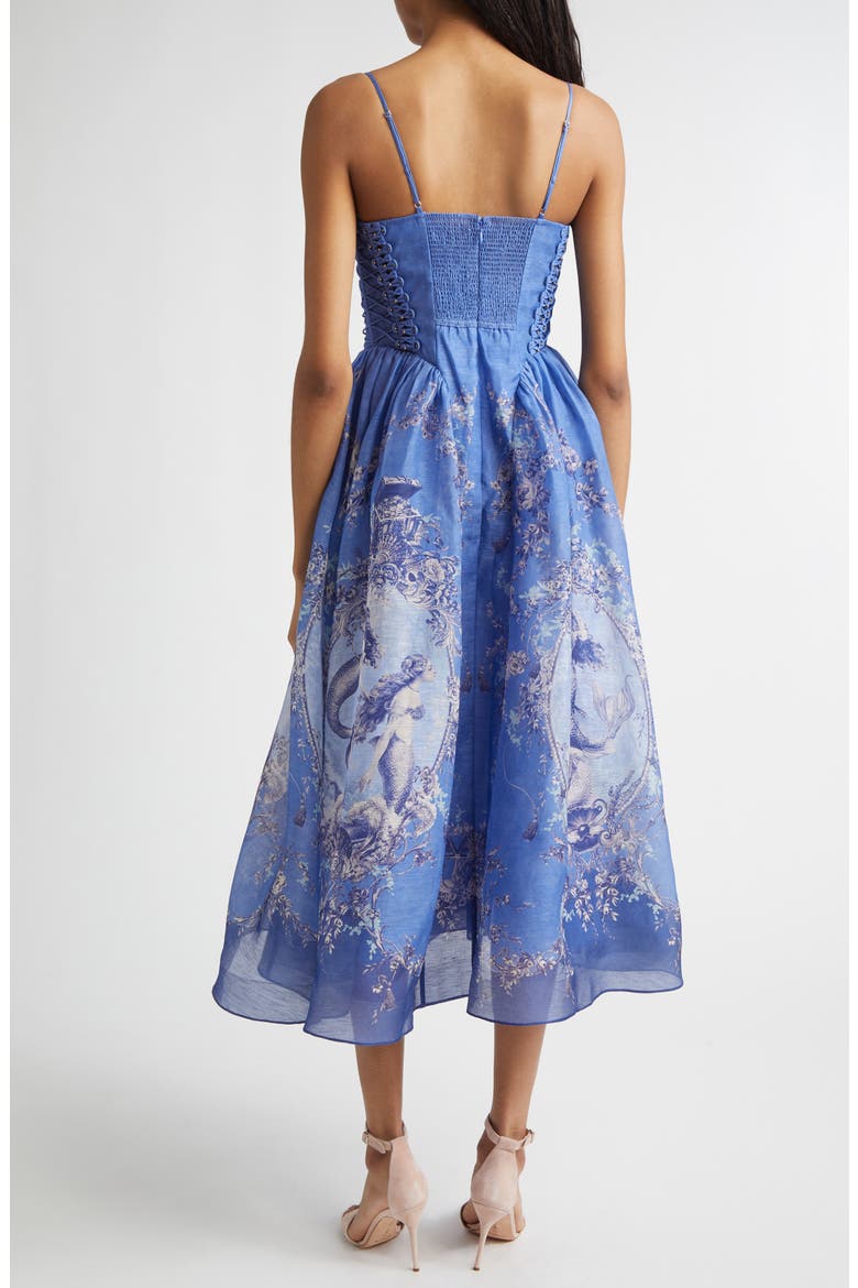 Rebellion Mermaid Silk & Linen Picnic Dress, Alternate, color, BLUE MERMAID