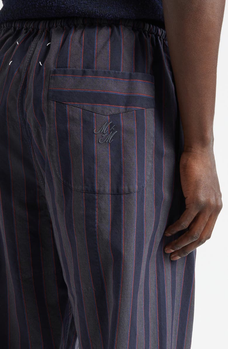 Maison Margiela Stripe Cotton Wide Leg Pajama Trousers, Alternate, color, Grey And Asphalt