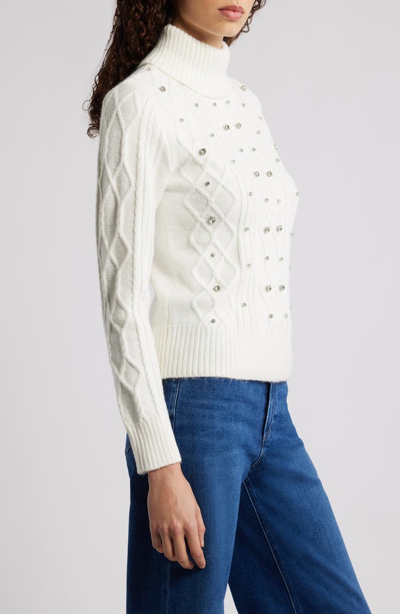 Lipsy Embellished Cable Stitch Sweater, Alternate, color, Ivory