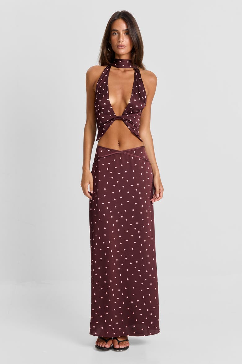 Cici Maxi Skirt, Main, color, Pink Polkadot