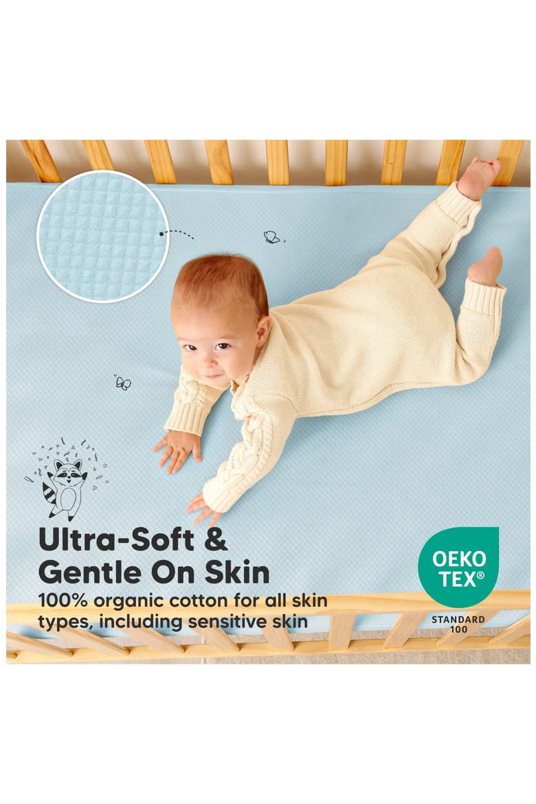 2-Pack Quin Protect+ Waterproof Crib Mattress Protector, Alternate, color, Glacier