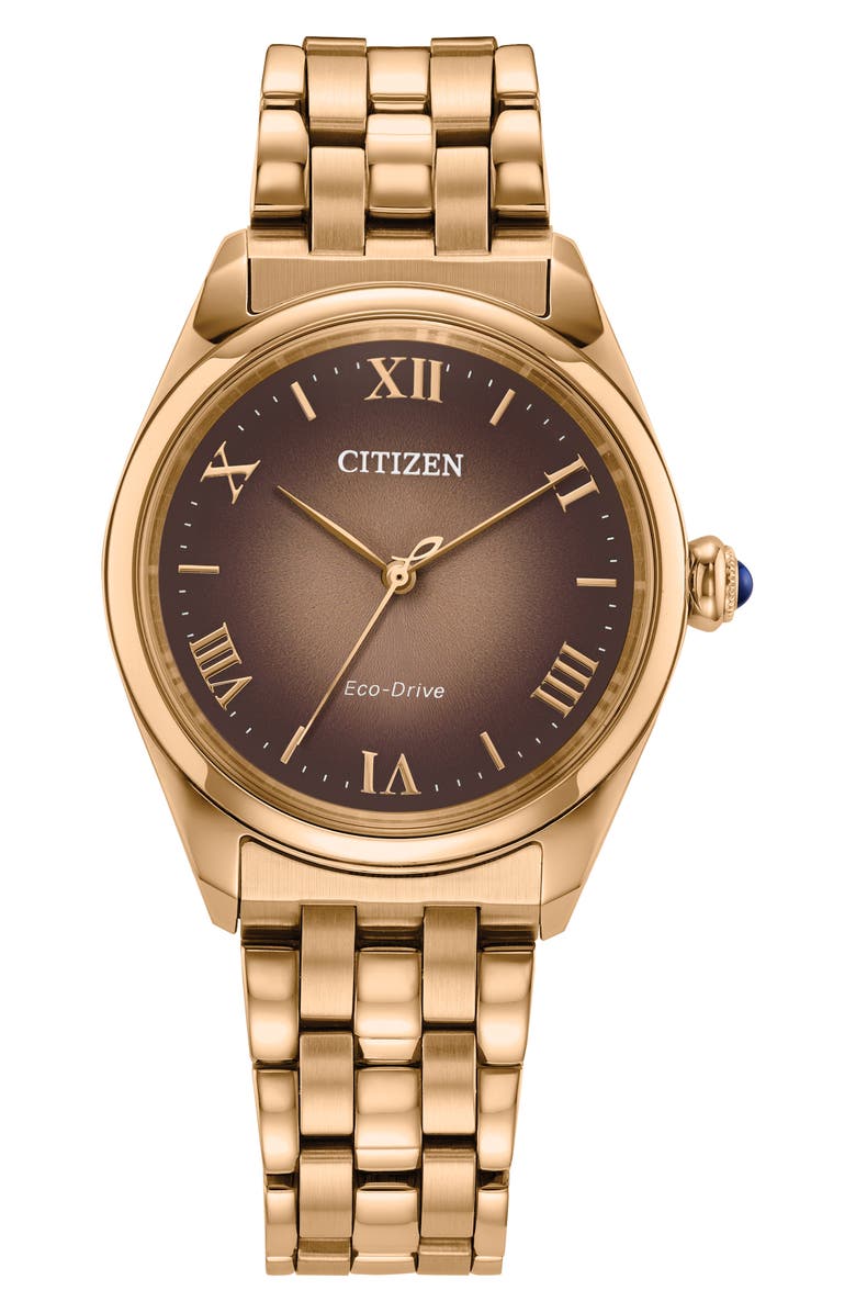 Citizen Classic Rose Gold Tone Bracelet Watch, 33mm, Main, color, Brown/ Rose Gold-Tone