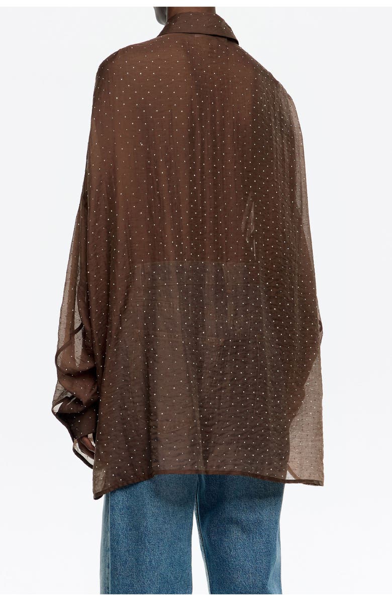 Bimba y Lola Oversize Shirt With Mini Rhinestones, Alternate, color, Dark Brown