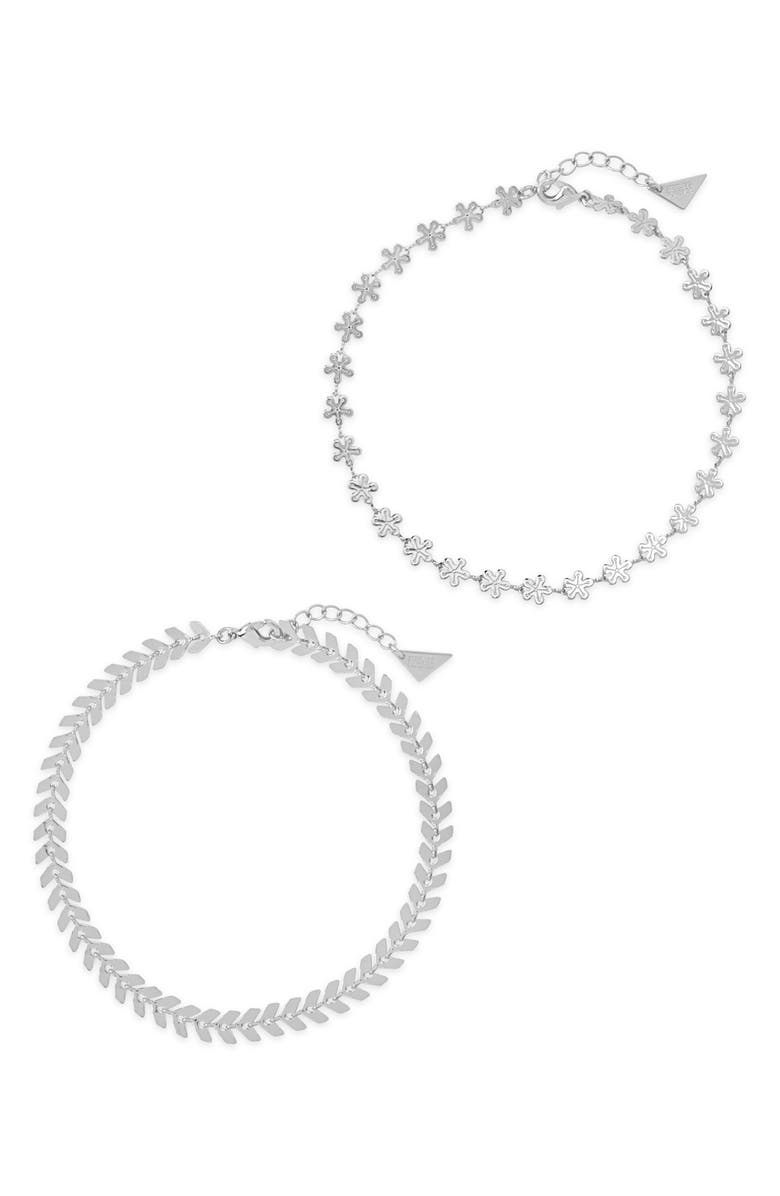 Sterling Forever Set of 2 Anklets, Main, color,