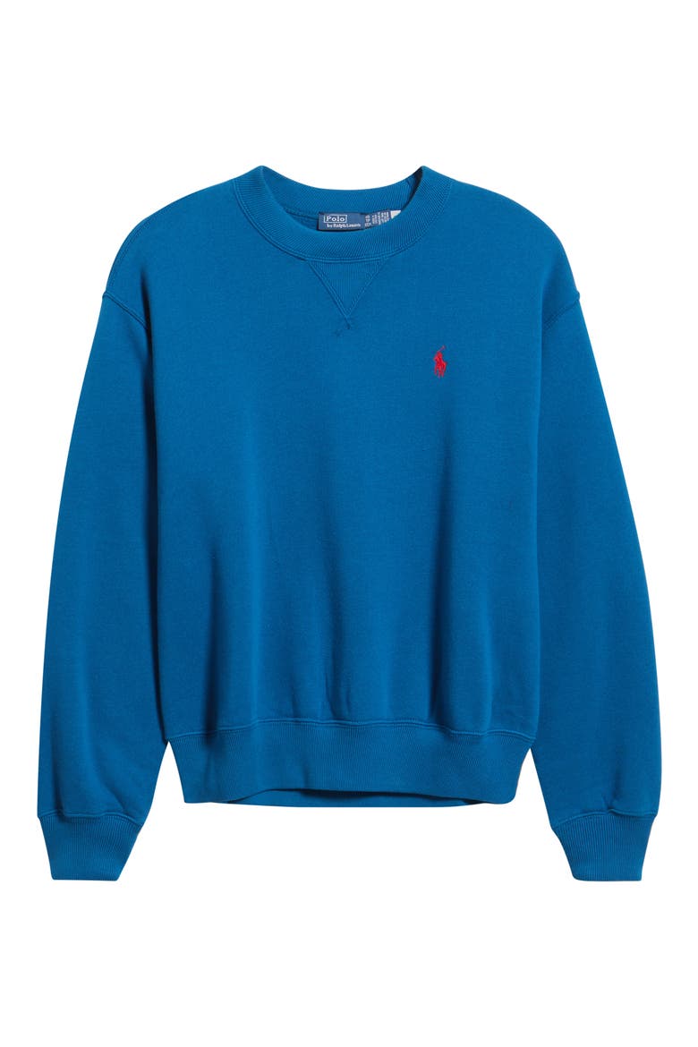 Logo Detail Cotton Blend Fleece Sweatshirt, Main, color, GALAXY BLUE