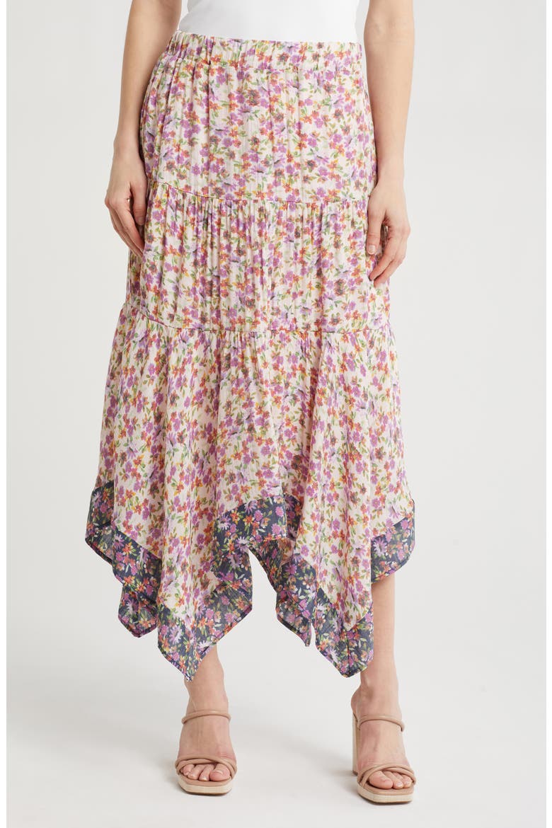 Print Asymmetric Maxi Skirt, Main, color, NAVY MULTI