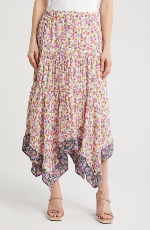 Print Asymmetric Maxi Skirt