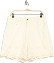 Vigoss Eyelet Scalloped Hem High Waist Shorts