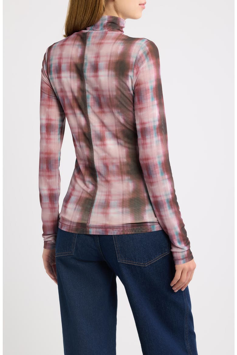 Yana Plaid Turtleneck Top, Alternate, color, RED MULTI