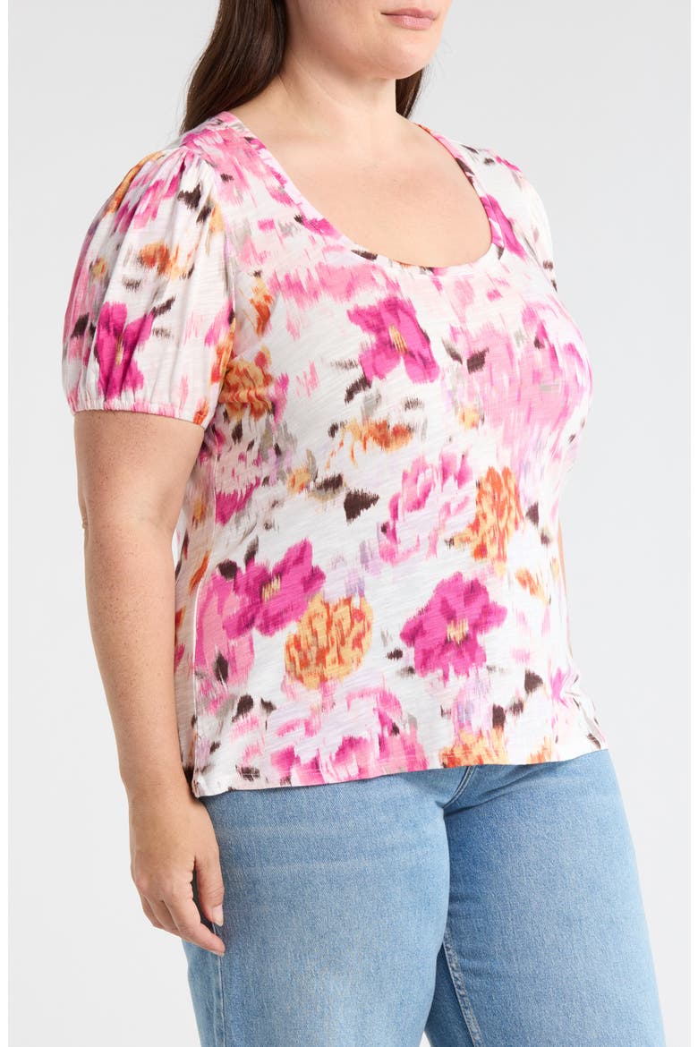 Floral Puff Sleeve T-Shirt, Alternate, color, PINK MULTI FLORAL