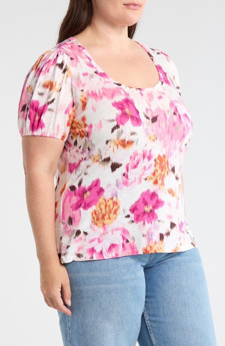 Liverpool Los Angeles Floral Puff Sleeve T-Shirt, Alternate, color, Pink Multi Floral