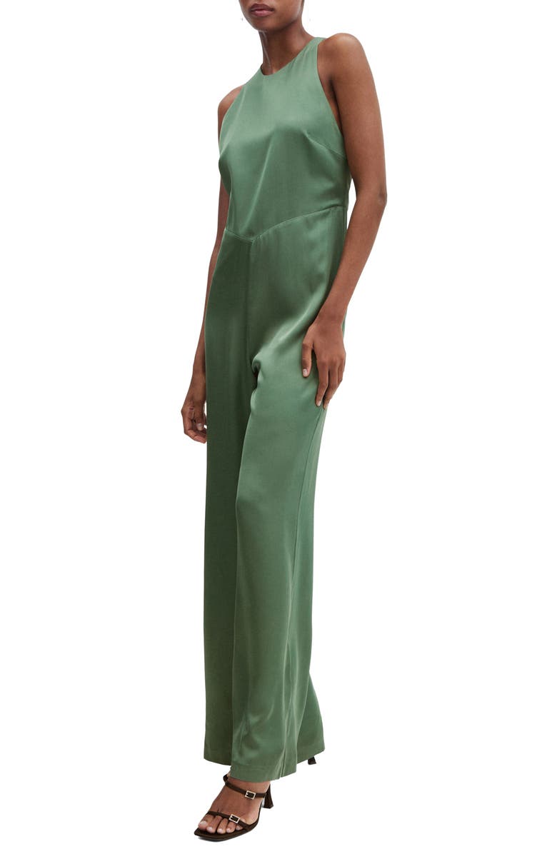 MANGO Wide Leg Satin Jumpsuit, Main, color, 