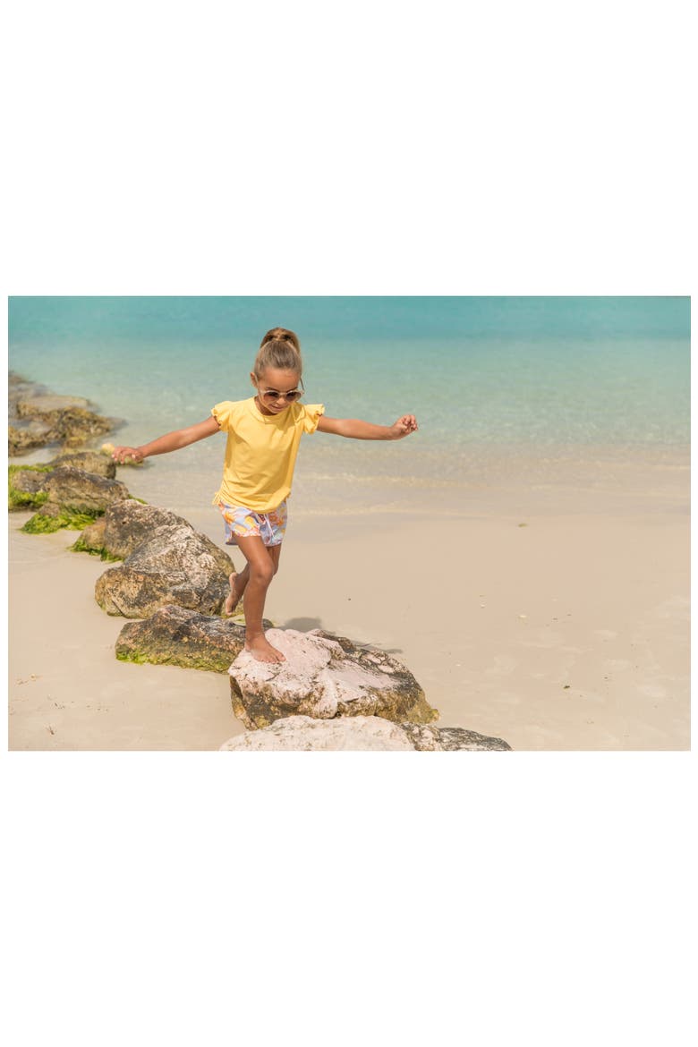 Kids' Marigold Flutter Sleeve Rashguard, Alternate, color, YELLOW