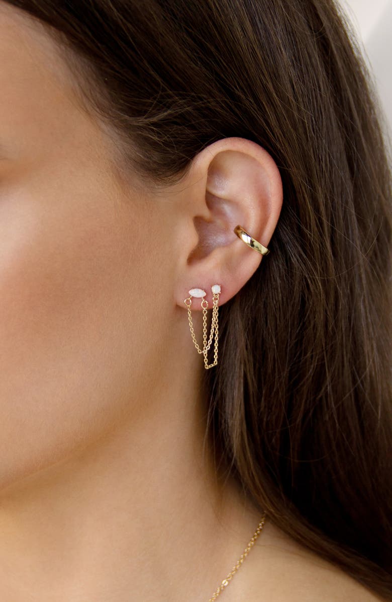 Ettika Double Piercing Chain Drop Earrings, Alternate, color,