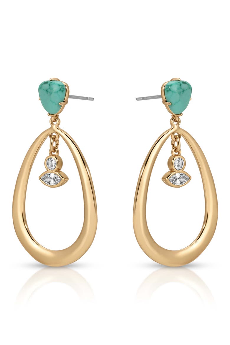 Turquoise Oval Drop Earrings, Alternate, color, TURQUOISE