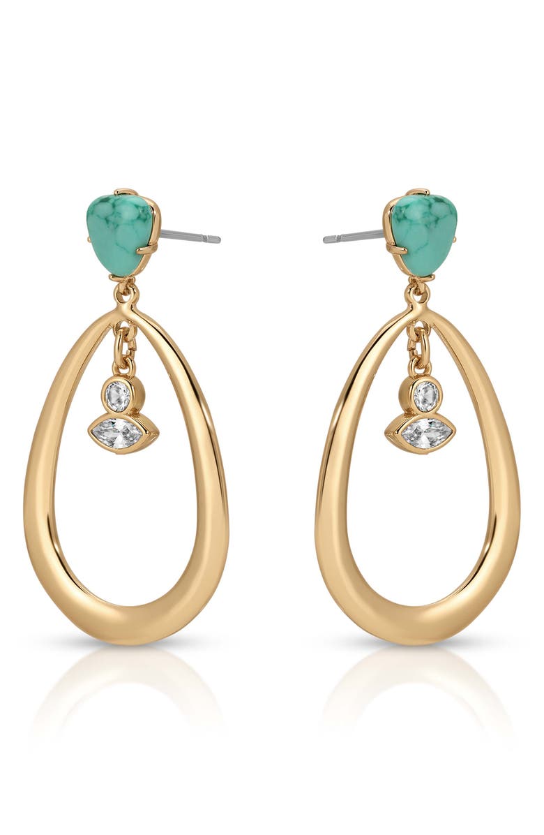 Ettika Turquoise Oval Drop Earrings, Alternate, color, Turquoise