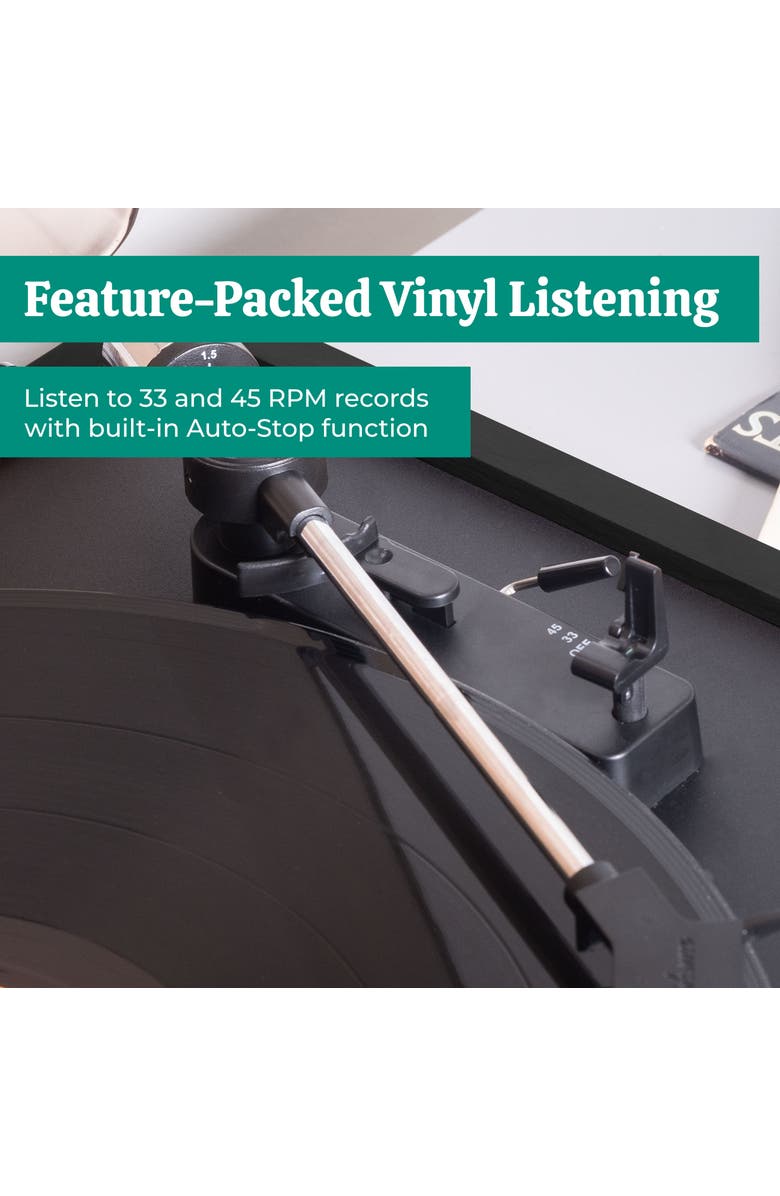 Electrohome Vinyl Record Player Belt-Drive Turntable, Built-in Preamp, Auto-Stop, Alternate, color, Black