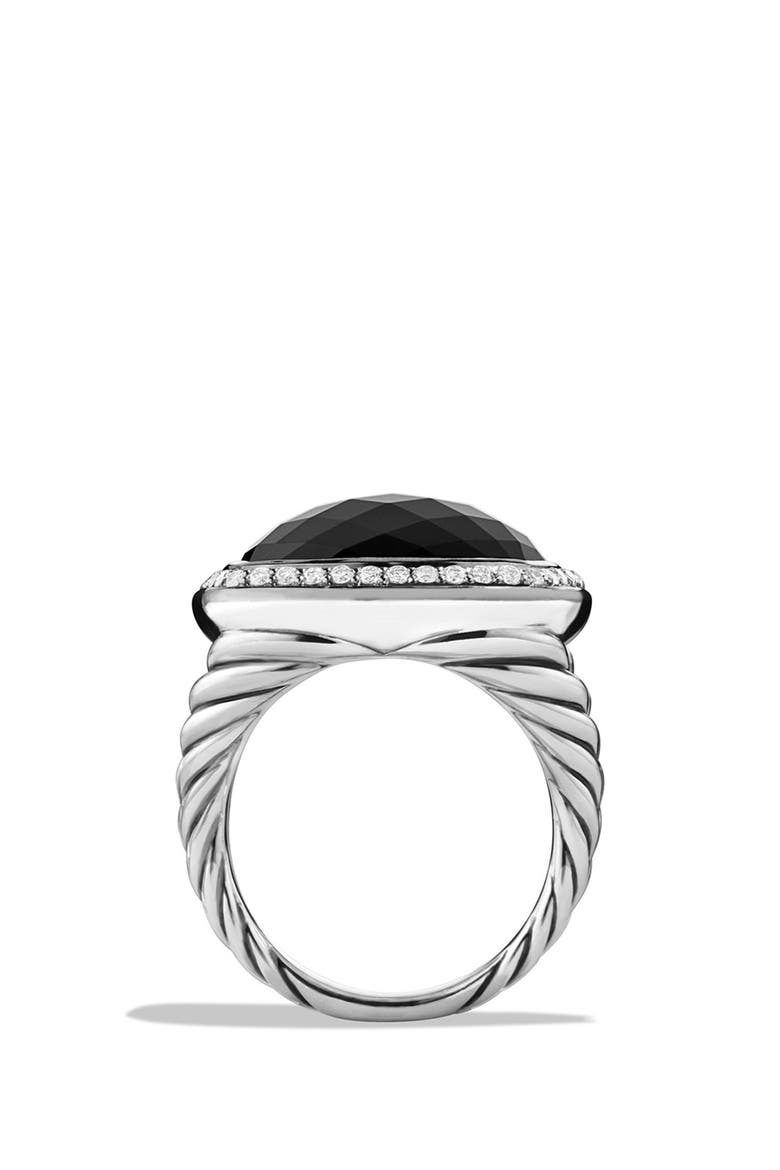 Albion Ring with Diamonds, Alternate, color, BLACK ONYX