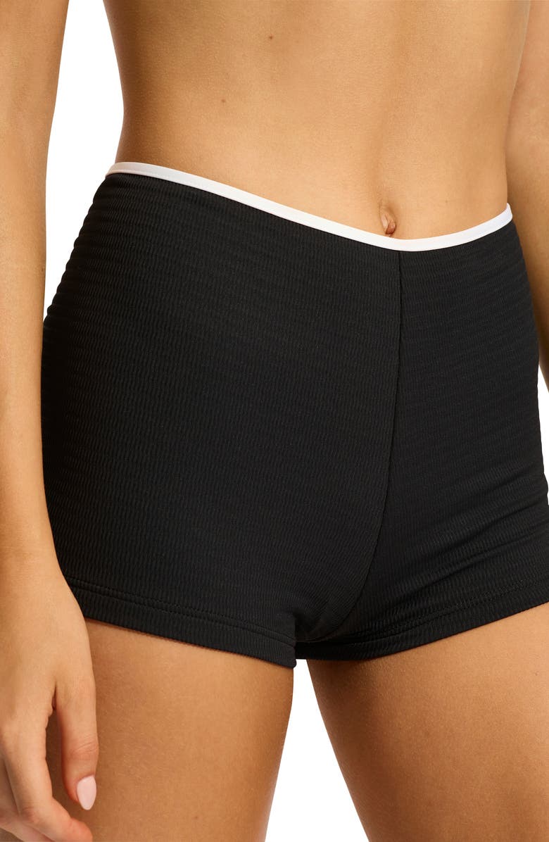 Seafolly Beach Bound Boyleg Swim Shorts, Alternate, color, Black