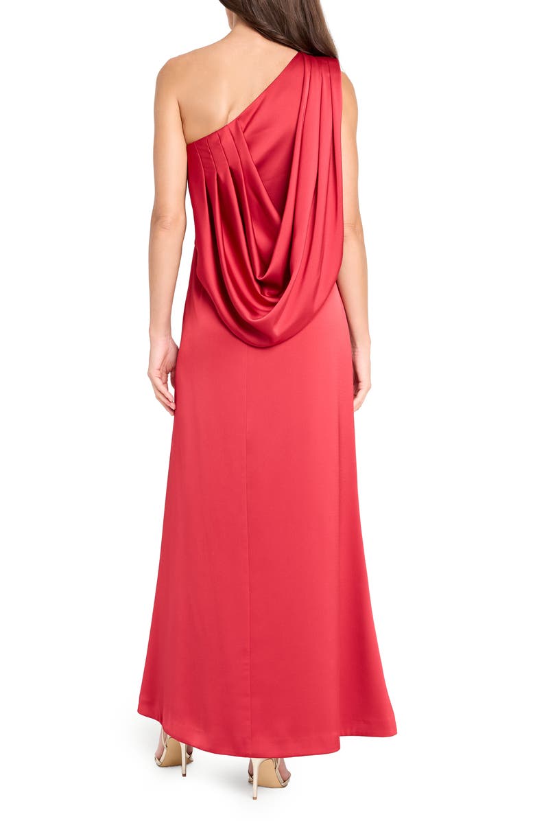 Tahari ASL Draped One-Shoulder Gown, Alternate, color, Crimson