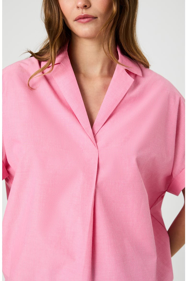 Rhodes Stripe Short Sleeve Poplin Popover Shirt, Alternate, color, GUAVA PINK