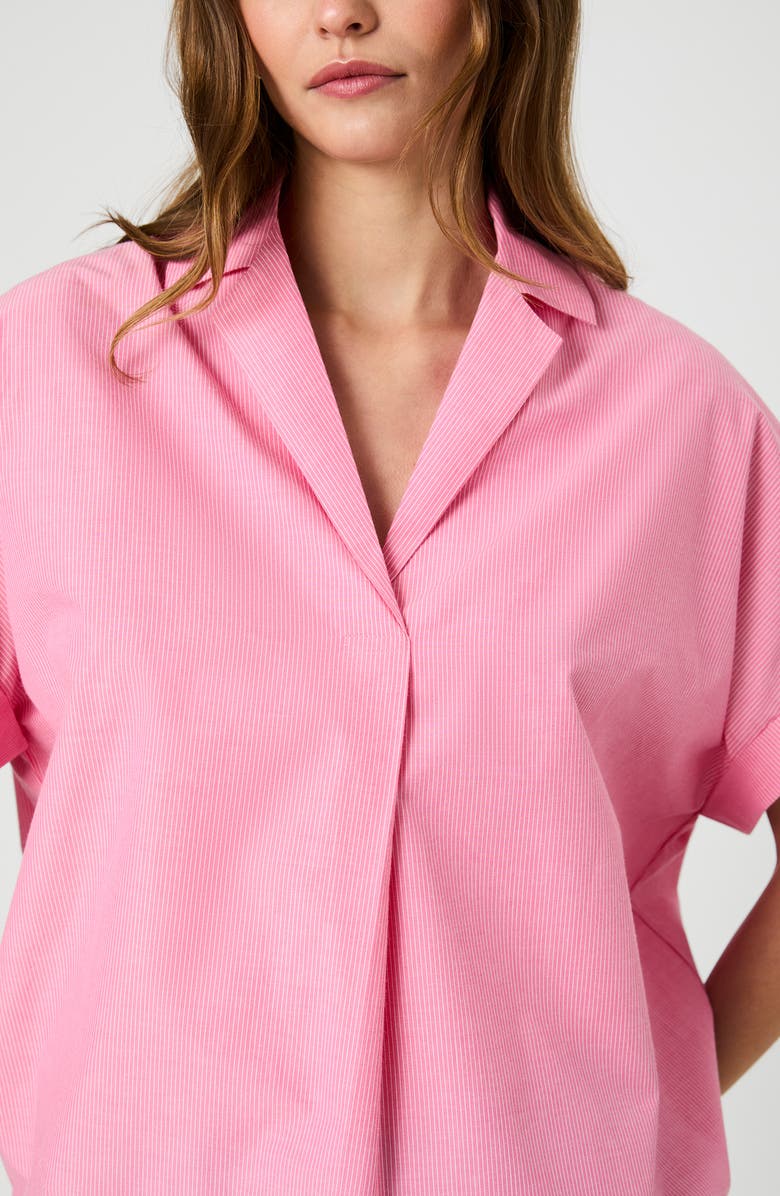 French Connection Rhodes Stripe Short Sleeve Poplin Popover Shirt, Alternate, color,