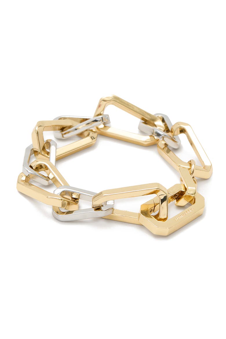 Two Tone Assorted Hex Link Bracelet, Alternate, color, GOLD/ RHODIUM