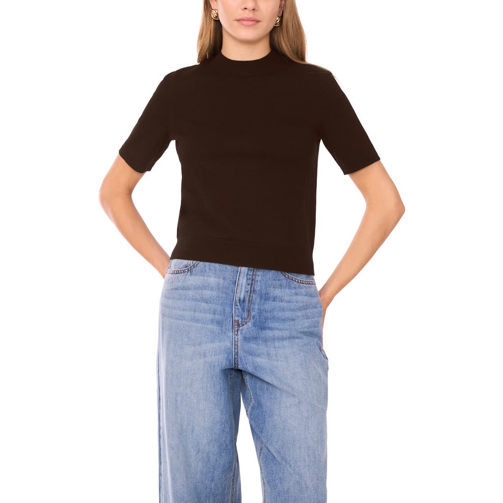 1.state Saddle Short Sleeve Sweater In Warm Chocolate