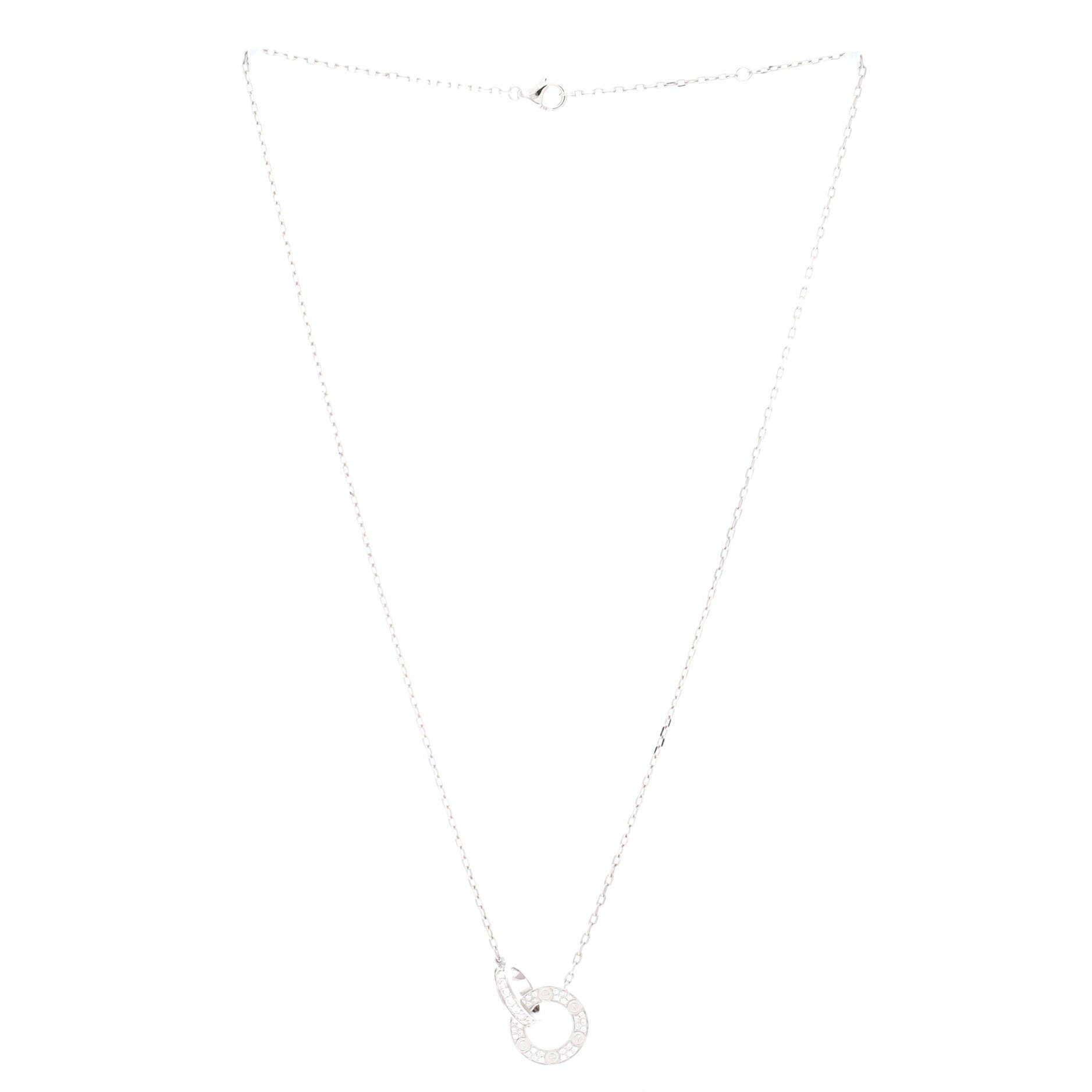 Love Interlocking Pave Necklace 18K White Gold and Diamonds, Alternate, color, Metallic Gold
