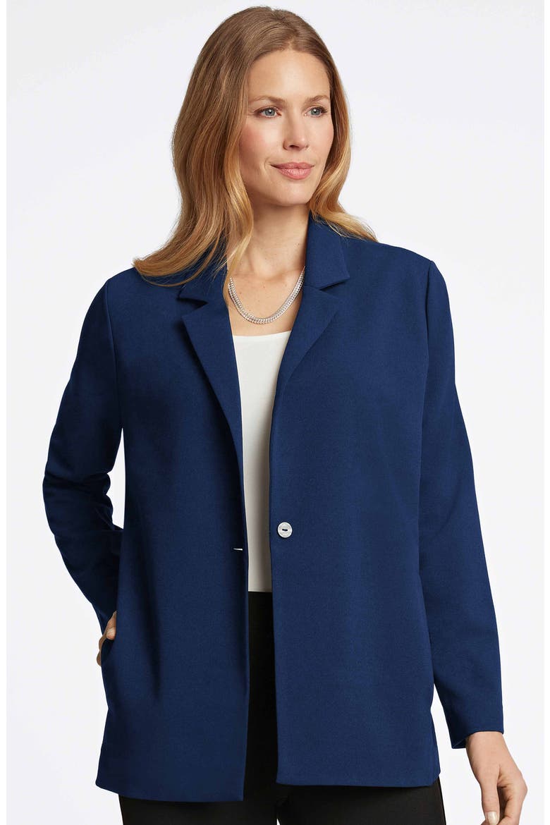 Morgan Crepe Knit Blazer, Alternate, color, NAVY