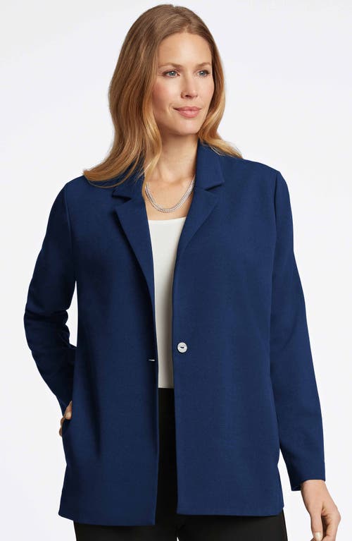 Foxcroft Morgan Crepe Knit Blazer In Navy