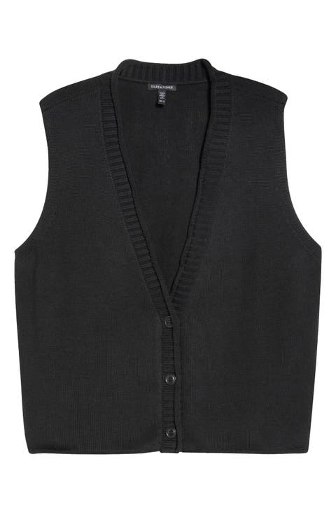 Organic Cotton Blend Sweater Vest (Plus)