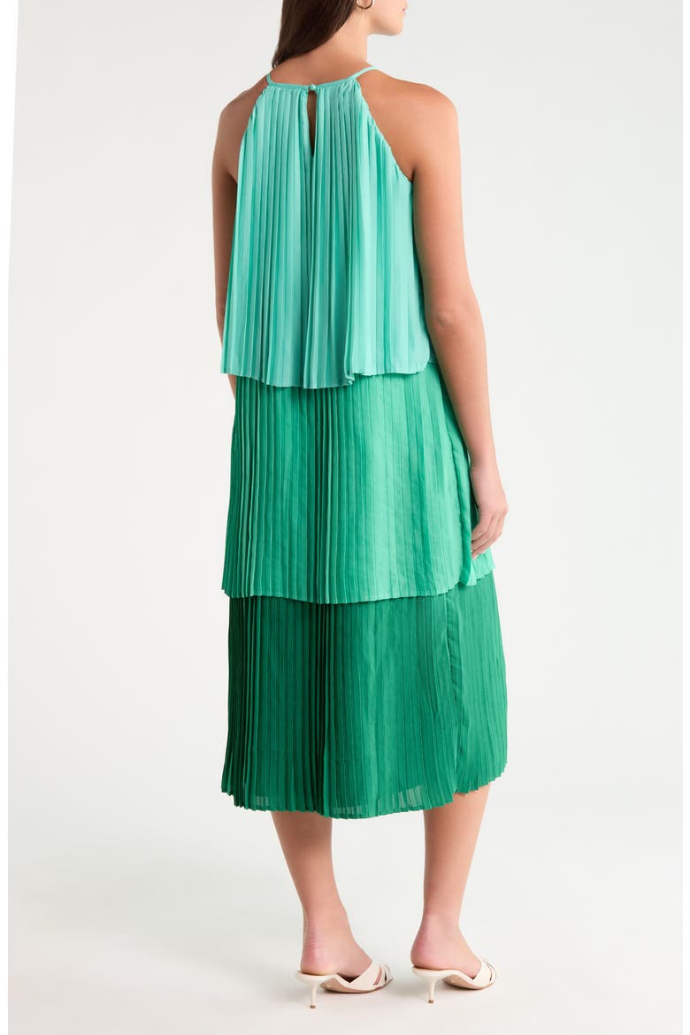 Sealy Pleated Sleeveless Tiered Maxi Dress, Alternate, color, GREEN-MULTI