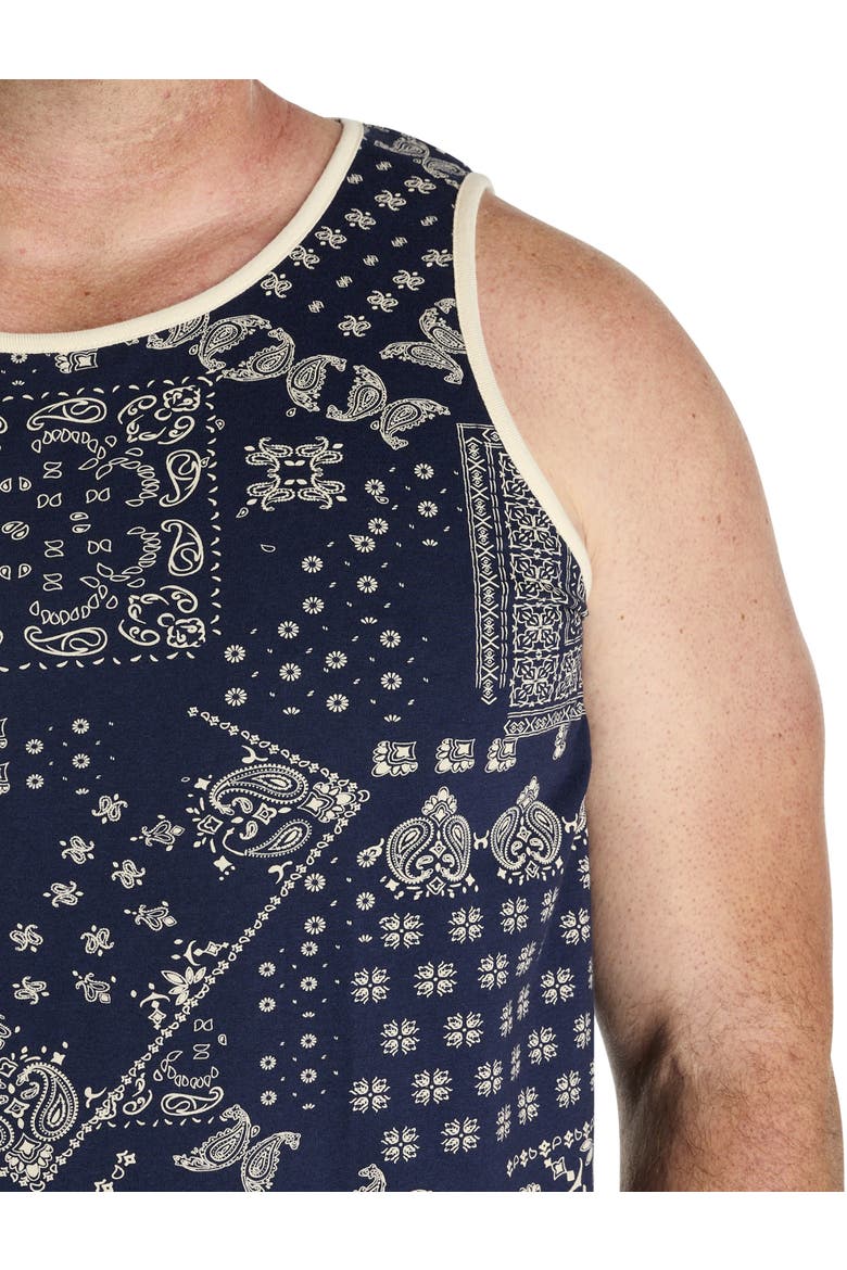 Big & Tall Paisley Sleeveless T-Shirt, Alternate, color, NAVY