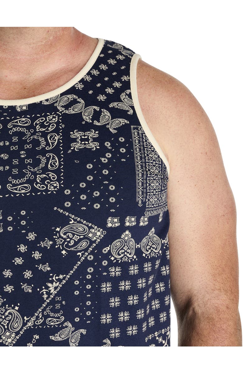 True Nation by DXL Big & Tall Paisley Sleeveless T-Shirt, Alternate, color, Navy