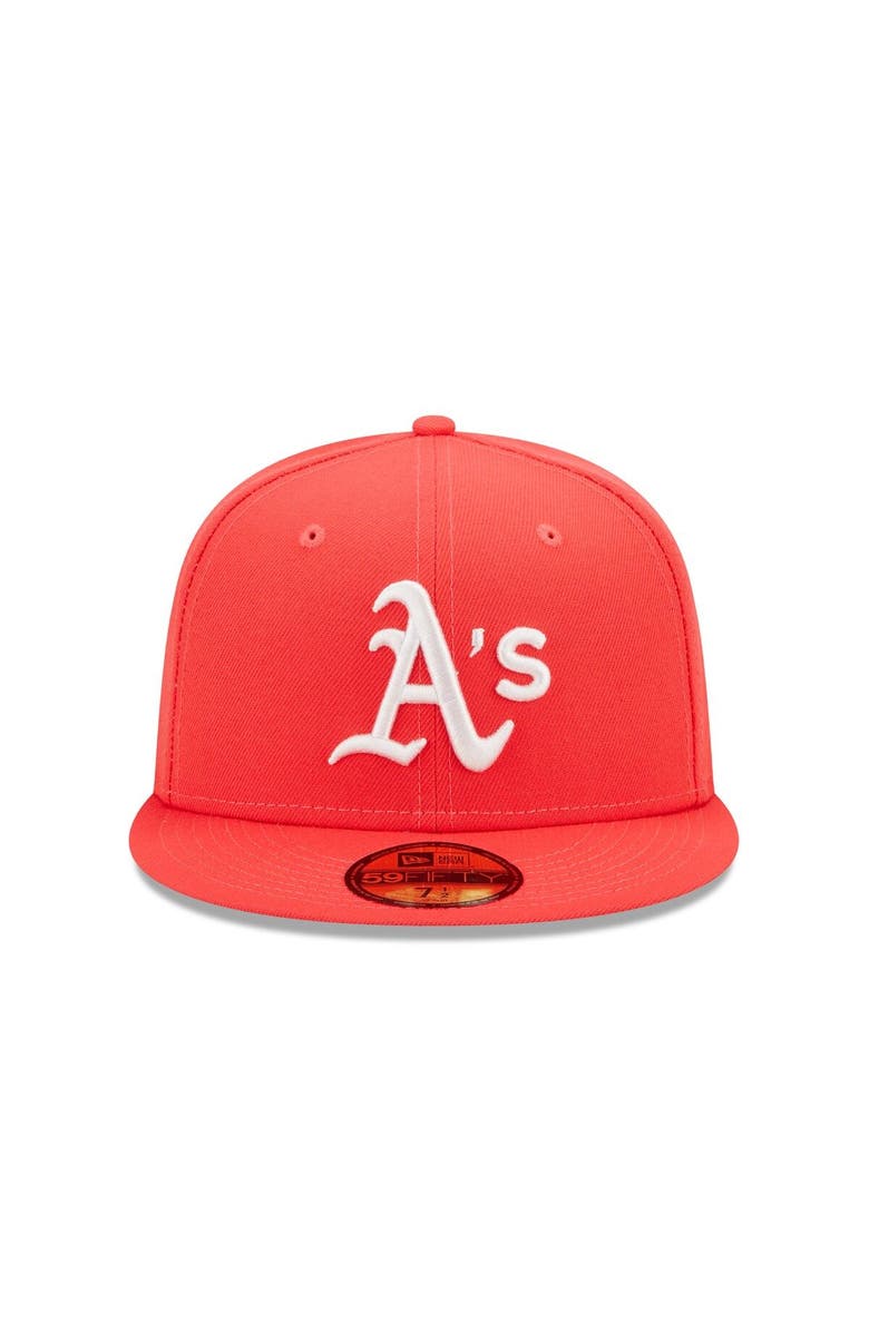 New Era Men's New Era Red Oakland Athletics Lava Highlighter Logo 59FIFTY Fitted Hat, Alternate, color, Red