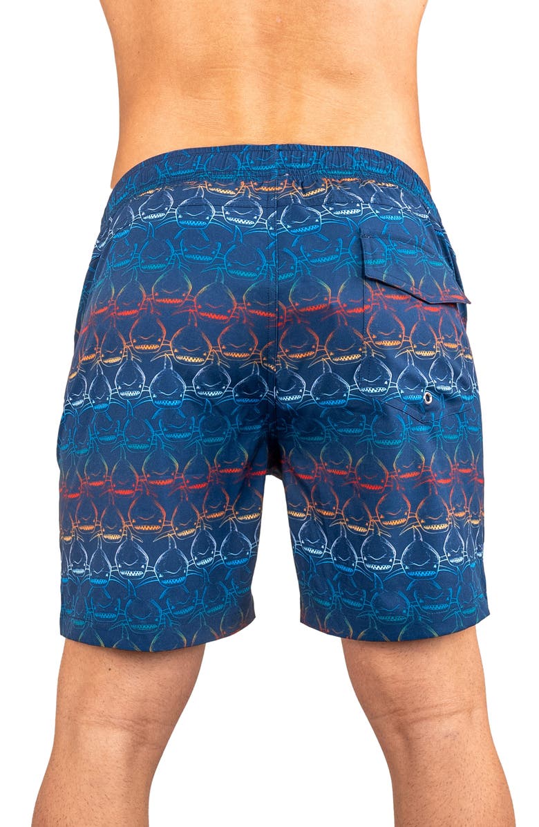 Maceoo Swim Lion Shark Wave Swim Trunks, Alternate, color, Blue