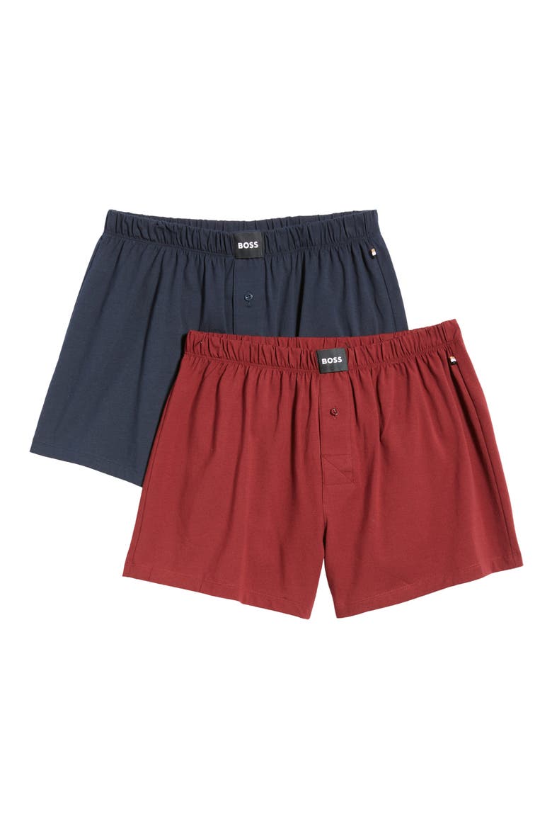 Assorted 2-Pack Knit Cotton Boxers, Alternate, color, BURGUNDY