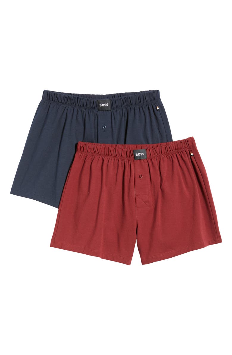 BOSS Assorted 2-Pack Knit Cotton Boxers, Alternate, color, Burgundy