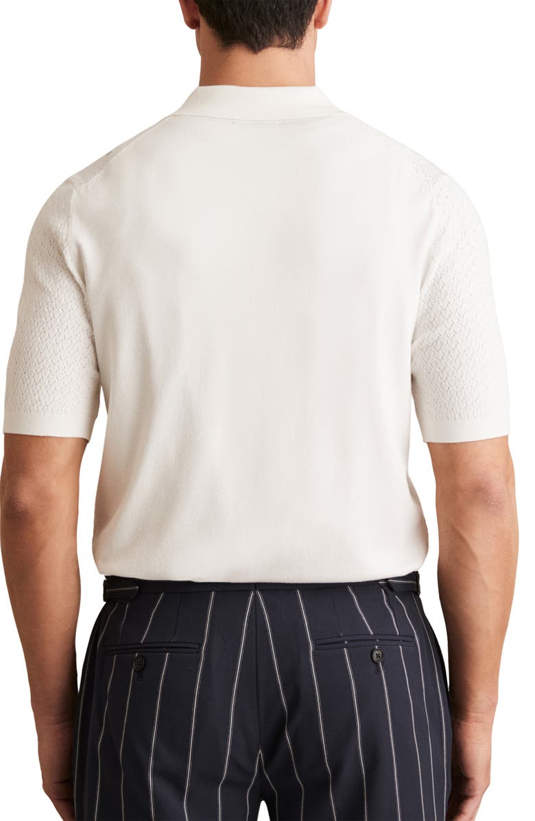 Reiss Thames Pointelle Knit Short Sleeve Button-Up Shirt, Alternate, color, White