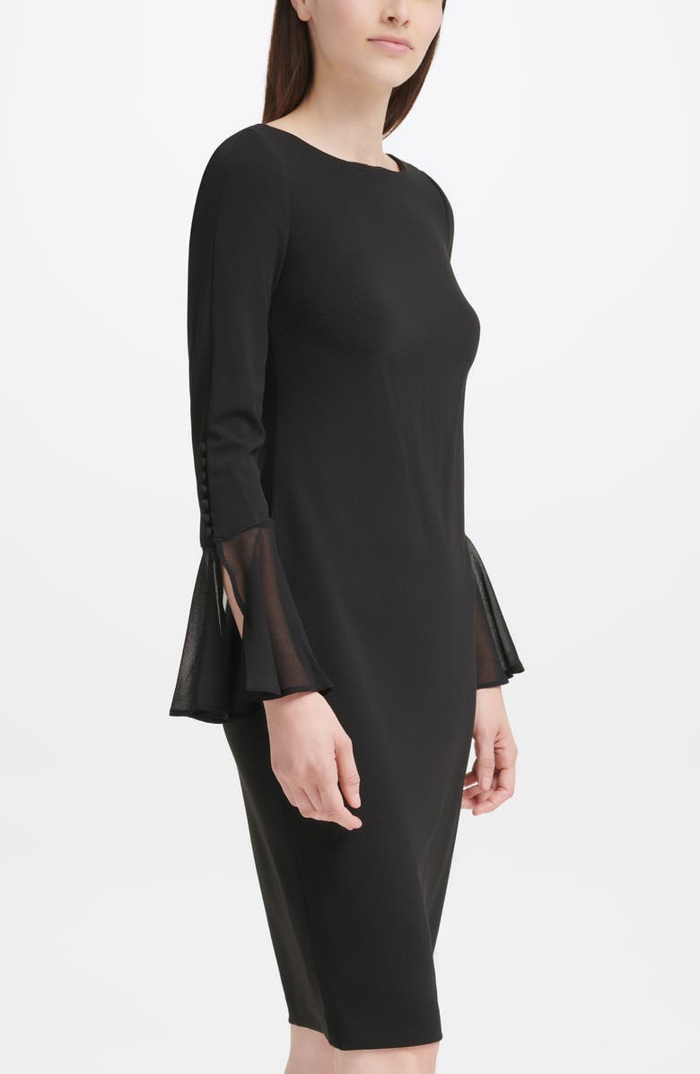 Calvin Klein Chiffon Bell Sleeve Sheath Dress, Alternate, color,