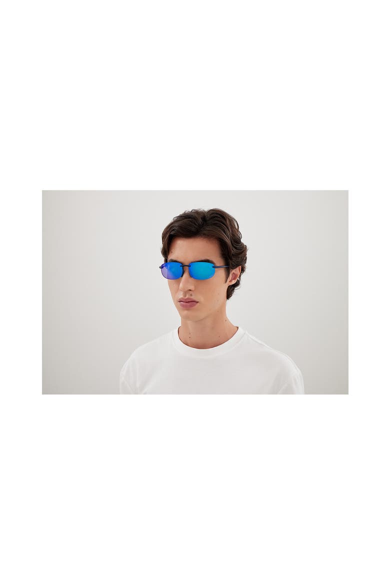 Hookipa 63mm PolarizedPlus®2 Rectangular Sunglasses, Alternate, color, METAL MATTE BLUE/ BLUE HAWAII