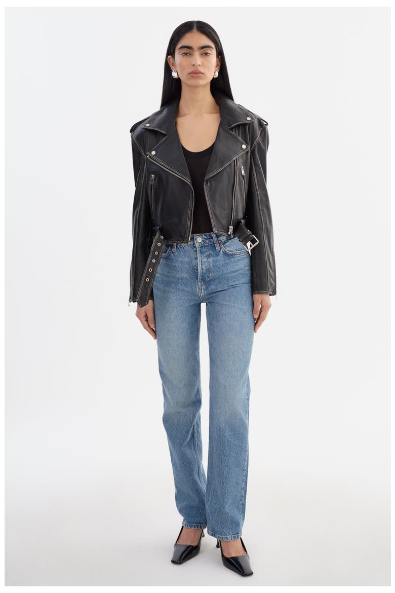 FORD | Distressed Leather Jacket, Alternate, color, Vintage Black