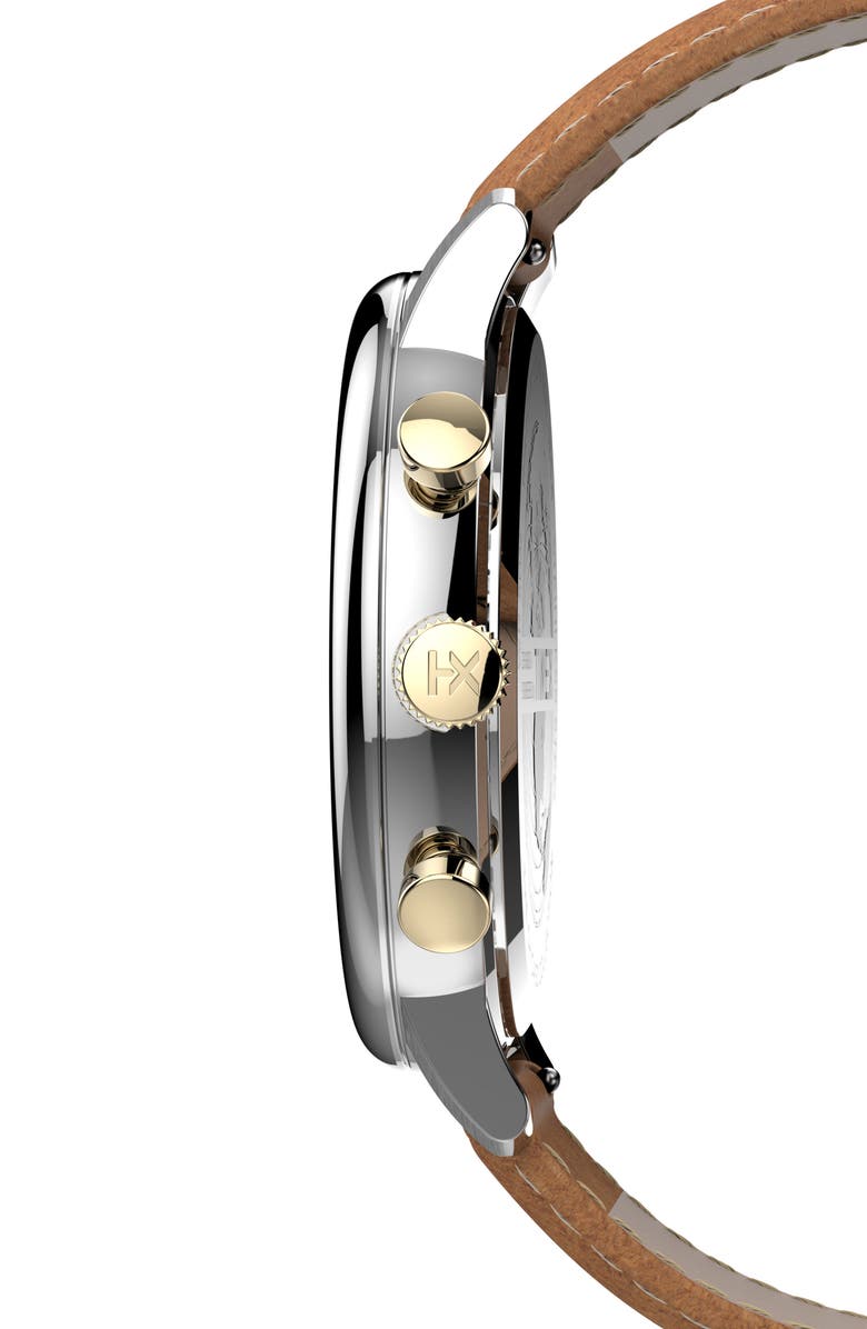 Timex<sup>®</sup> Chicago Chronograph Leather Strap Watch, 45mm, Alternate, color,