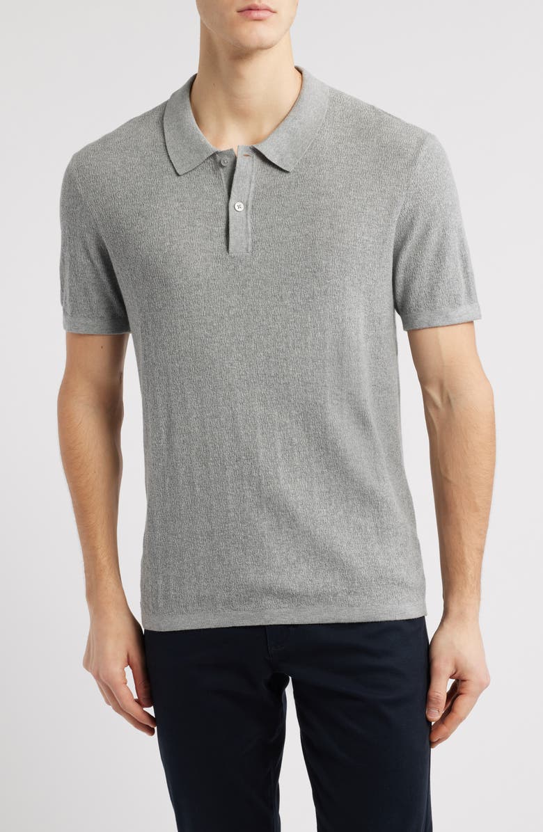 Robert Barakett Neo Short Sleeve Polo Sweater, Main, color, Monument Grey
