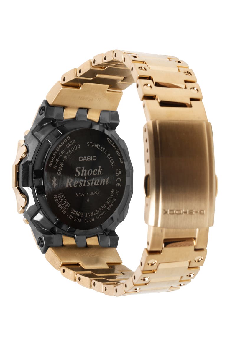 Full Metal 5000 Series Solar Digital Bluetooth Bracelet Watch, 49.3mm × 43.6mm, Alternate, color, GOLD