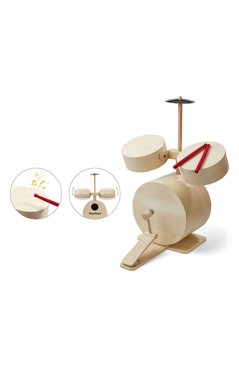 PlanToys<sup>®</sup> Drum Playset, Alternate, color, Natural