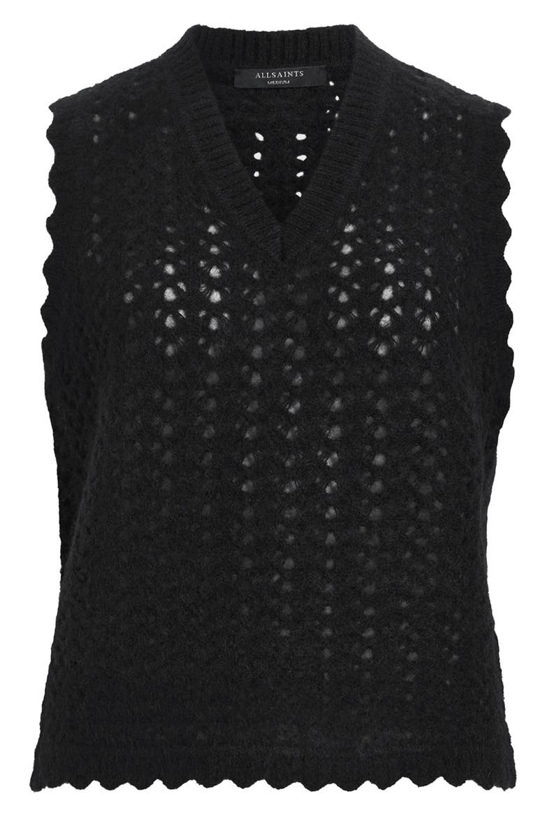 Vivian Openwork Sweater Vest, Alternate, color, BLACK