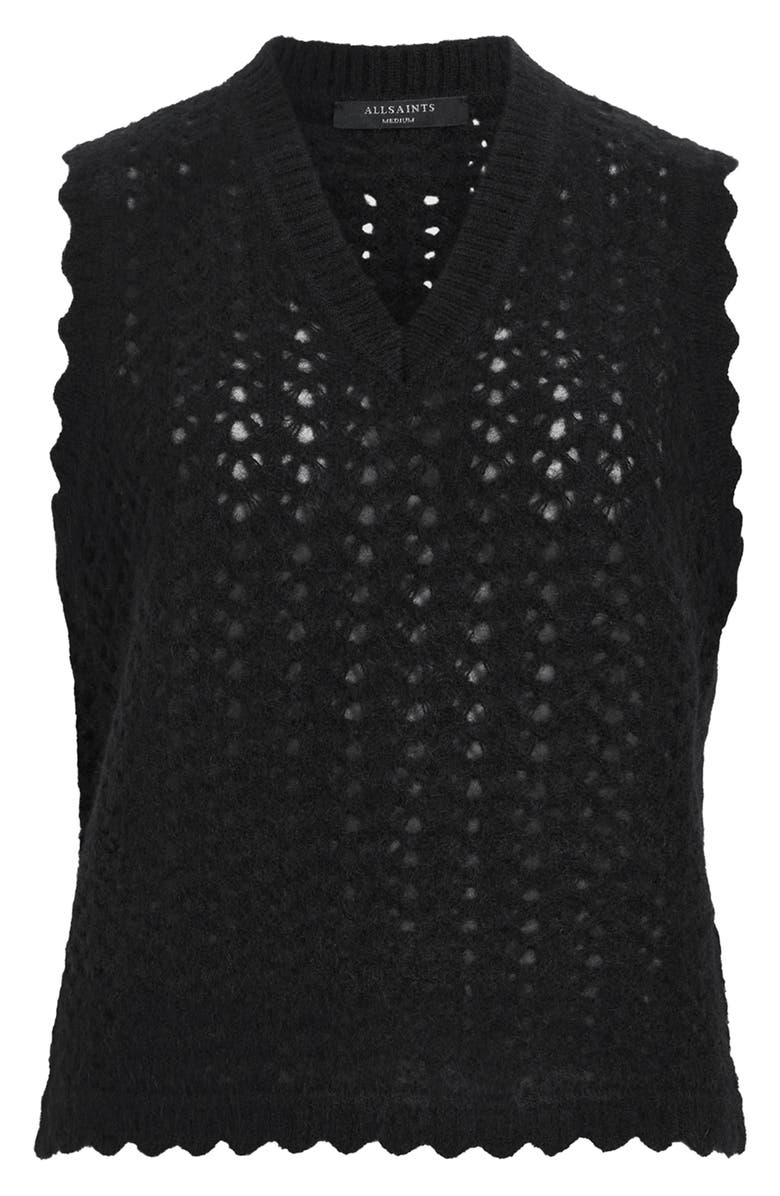 AllSaints Vivian Openwork Sweater Vest, Alternate, color, Black